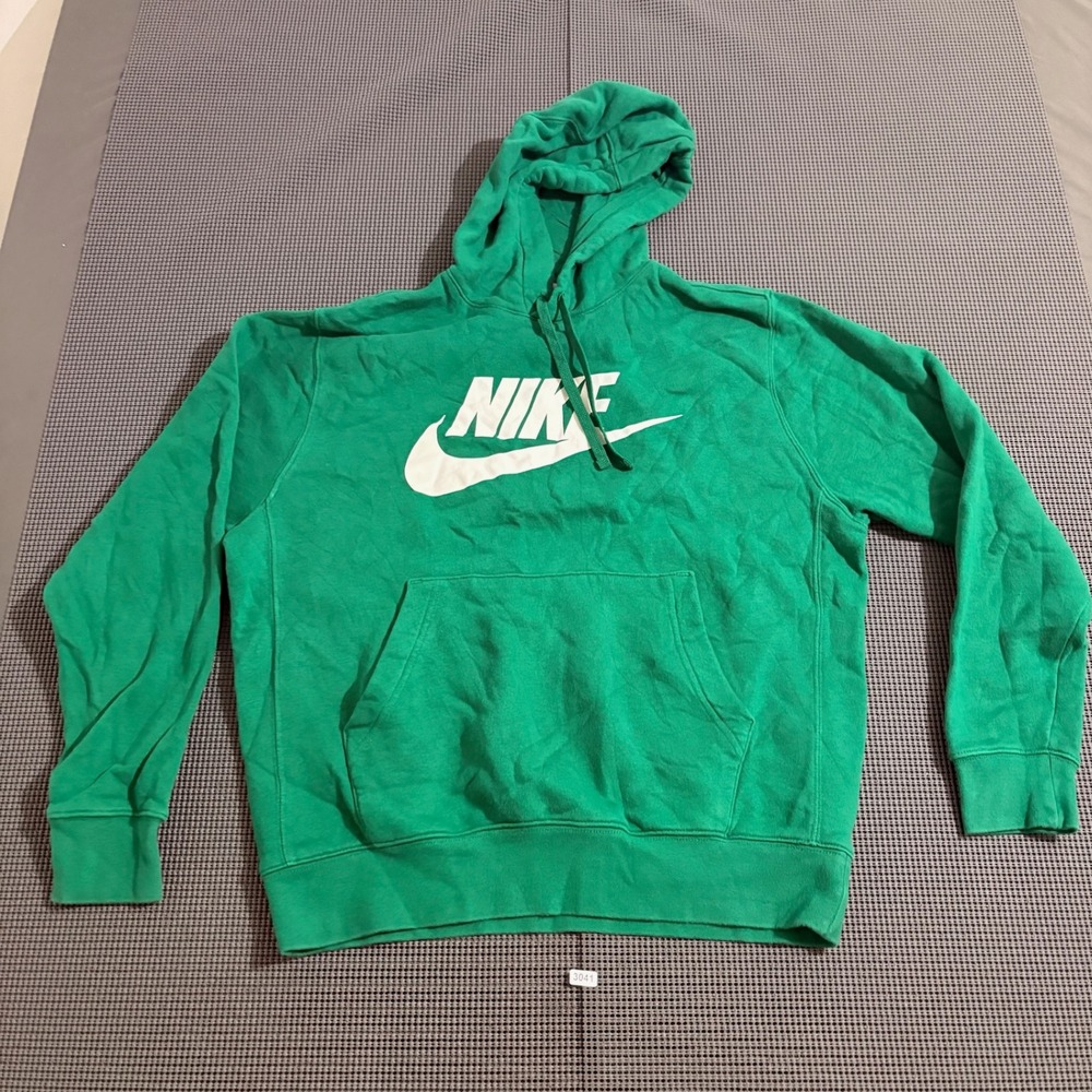 Nike Mens Green Pullover Hoodie White Swoosh Logo Size Medium